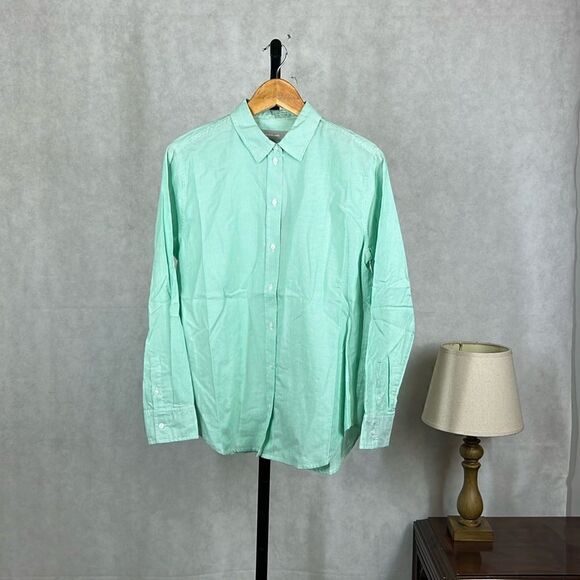 NWT Everlane Mint White Stripped Button Up Dress Shirt - Picture 1 of 7